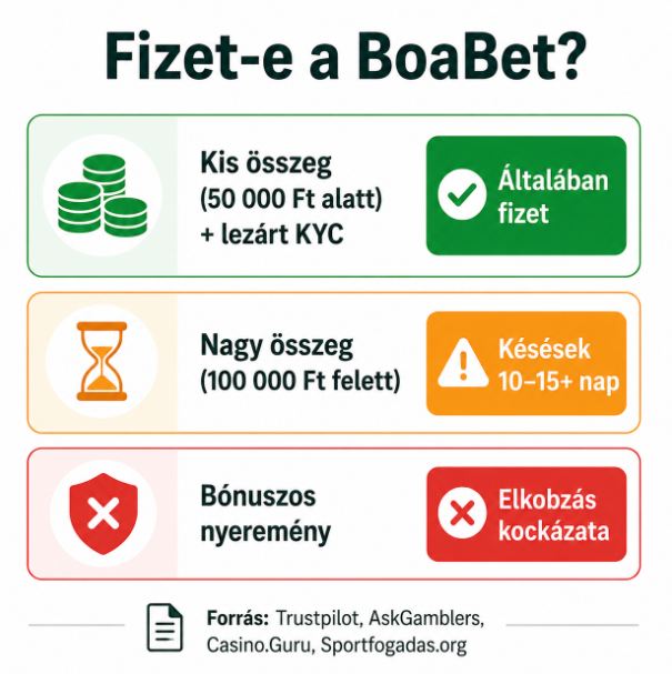 BoaBet kifizetési státusz kis, nagy összegnél és bónusznál